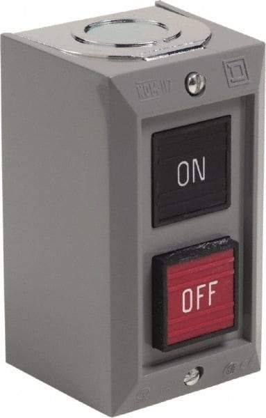 Schneider Electric - 2 Operator, Projecting Pushbutton Control Station - Off, On (Legend), Maintained Switch, 2NO Contact, NEMA 1 - Makers Industrial Supply