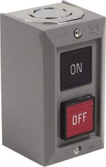 Schneider Electric - 2 Operator, Projecting Pushbutton Control Station - Off, On (Legend), Maintained Switch, 2NO Contact, NEMA 1 - Makers Industrial Supply