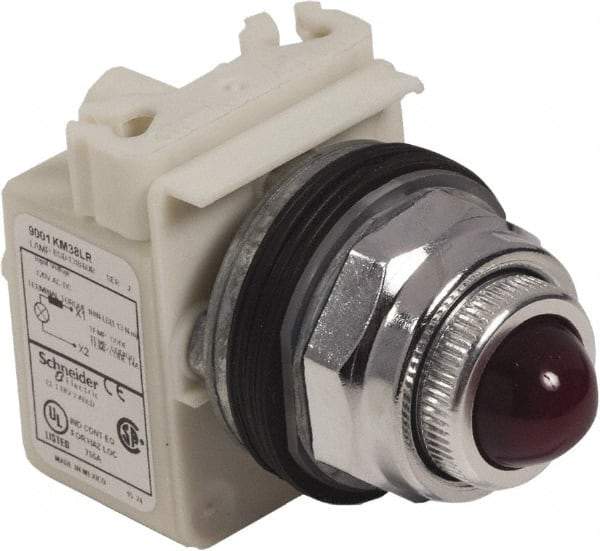 Schneider Electric - 120 V Red Lens LED Pilot Light - Round Lens, Screw Clamp Connector - Makers Industrial Supply