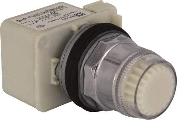 Schneider Electric - 1.18 Inch Mount Hole, Extended Straight, Pushbutton Switch Only - Round, White Pushbutton, Illuminated, Momentary (MO), Weatherproof, Dust and Oil Resistant - Makers Industrial Supply