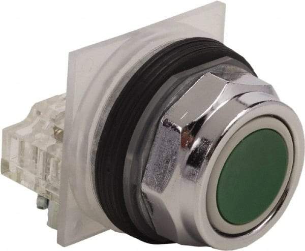 Schneider Electric - 30mm Mount Hole, Flush, Pushbutton Switch Only - Round, Green Pushbutton, Nonilluminated, Momentary (MO) - Makers Industrial Supply