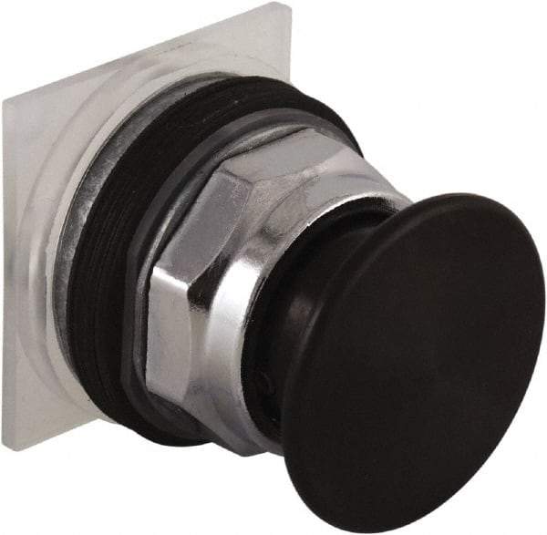 Schneider Electric - 30mm Mount Hole, Extended Mushroom Head, Pushbutton Switch Only - Round, Black Pushbutton, Nonilluminated, Maintained (MA) - Makers Industrial Supply