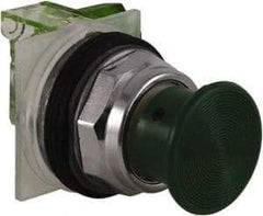 Schneider Electric - 30mm Mount Hole, Extended Straight, Pushbutton Switch with Contact Block - Green Pushbutton, Momentary (MO) - Makers Industrial Supply