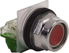 Schneider Electric - 30mm Mount Hole, Extended Straight, Pushbutton Switch with Contact Block - Red Pushbutton, Momentary (MO) - Makers Industrial Supply