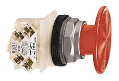 Schneider Electric - 30mm Mount Hole, Extended Mushroom Head, Pushbutton Switch with Contact Block - Round, Red Pushbutton, Momentary (MO) - Makers Industrial Supply