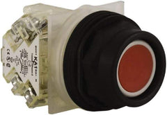 Schneider Electric - 30mm Mount Hole, Extended Straight, Pushbutton Switch with Contact Block - Red Pushbutton, Momentary (MO) - Makers Industrial Supply