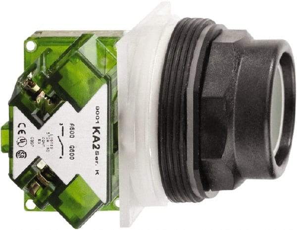 Schneider Electric - 30mm Mount Hole, Extended Straight, Pushbutton Switch with Contact Block - Octagon, Green Pushbutton, Momentary (MO) - Makers Industrial Supply