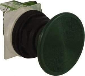 Schneider Electric - 30mm Mount Hole, Extended Straight, Pushbutton Switch with Contact Block - Green Pushbutton, Momentary (MO) - Makers Industrial Supply