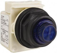 Schneider Electric - 110 VAC at 50/60 Hz via Transformer, 120 VAC at 50/60 Hz via Transformer Blue Lens Indicating Light - Round Lens, Screw Clamp Connector, Corrosion Resistant, Dust Resistant, Oil Resistant - Makers Industrial Supply