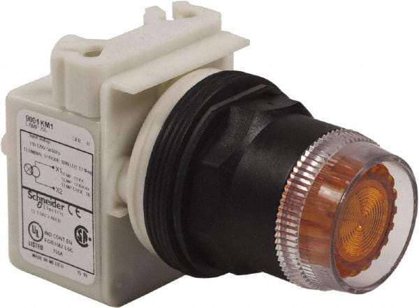 Schneider Electric - 30mm Mount Hole, Extended Straight, Pushbutton Switch Only - Amber Pushbutton, Momentary (MO) - Makers Industrial Supply