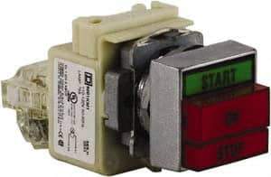 Schneider Electric - Extended Straight Pushbutton Switch Operator - Green, Red, Rectangle Button, Incandescent Lamp, Illuminated - Makers Industrial Supply