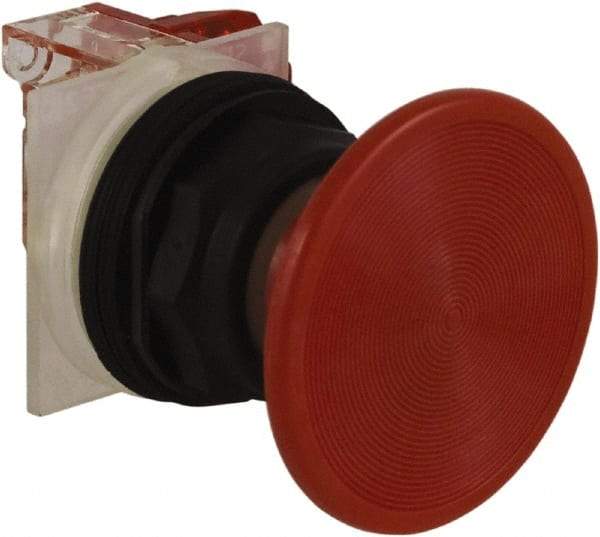 Schneider Electric - 30mm Mount Hole, Extended Straight, Pushbutton Switch with Contact Block - Red Pushbutton, Momentary (MO) - Makers Industrial Supply