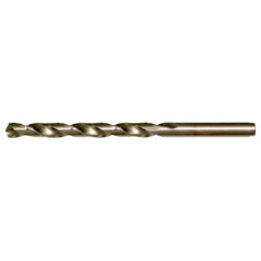 H RHS / RHC HSS-CO 8% (M42) 135 Degree Split Point Cobalt Heavy Duty Jobber Length Drill - Straw / Gold Oxide - Exact Industrial Supply