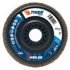 5″ Tiger Disc Abrasive Flap Disc, Angled, Trimmable Backing, 40Z, 7/8″ Arbor Hole - Makers Industrial Supply