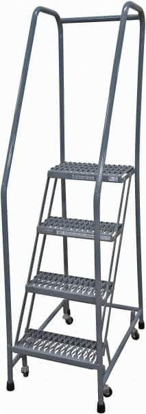 Cotterman - 70" 4 Step Rolling Warehouse Ladder - Rolling Safety Ladder, 450 Lb Capacity, 40" Platform Height, 20" Base Width x 31" Base Depth, Expanded Metal Tread - Makers Industrial Supply