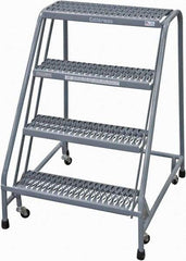 Cotterman - 40" 4 Step Rolling Warehouse Ladder - Rolling Safety Ladder, 450 Lb Capacity, 40" Platform Height, 30" Base Width x 31" Base Depth, Serrated Steel - Makers Industrial Supply