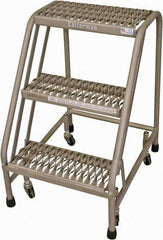 Cotterman - 30" 3 Step Rolling Warehouse Ladder - Rolling Safety Ladder, 450 Lb Capacity, 30" Platform Height, 21" Base Width x 27" Base Depth, Serrated Steel - Makers Industrial Supply