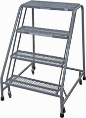 Cotterman - 40" 4 Step Rolling Warehouse Ladder - Rolling Safety Ladder, 450 Lb Capacity, 40" Platform Height, 30" Base Width x 31" Base Depth, Expanded Metal Tread - Makers Industrial Supply