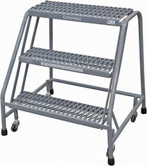 Cotterman - 30" 3 Step Rolling Warehouse Ladder - Rolling Safety Ladder, 450 Lb Capacity, 30" Platform Height, 30" Base Width x 27" Base Depth, Expanded Metal Tread - Makers Industrial Supply