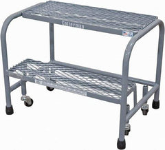 Cotterman - 20" 2 Step Rolling Warehouse Ladder - Rolling Safety Ladder, 450 Lb Capacity, 20" Platform Height, 26" Base Width x 19" Base Depth, Expanded Metal Tread - Makers Industrial Supply