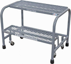 Cotterman - 20" 2 Step Rolling Warehouse Ladder - Rolling Safety Ladder, 450 Lb Capacity, 20" Platform Height, 18" Base Width x 19" Base Depth, Expanded Metal Tread - Makers Industrial Supply