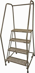 Cotterman - 70" 4 Step Rolling Warehouse Ladder - Rolling Safety Ladder, 450 Lb Capacity, 40" Platform Height, 30" Base Width x 41" Base Depth, Perforated Tread - Makers Industrial Supply