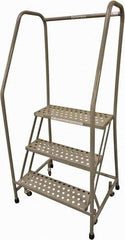 Cotterman - 60" 3 Step Rolling Warehouse Ladder - Rolling Safety Ladder, 450 Lb Capacity, 30" Platform Height, 20" Base Width x 36" Base Depth, Perforated Tread - Makers Industrial Supply