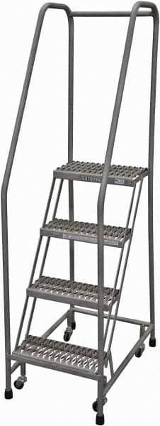 Cotterman - 70" 4 Step Rolling Warehouse Ladder - Rolling Safety Ladder, 450 Lb Capacity, 40" Platform Height, 20" Base Width x 41" Base Depth, Serrated Steel - Makers Industrial Supply