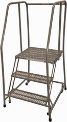 Cotterman - 60" 3 Step Rolling Warehouse Ladder - Rolling Safety Ladder, 450 Lb Capacity, 30" Platform Height, 30" Base Width x 30" Base Depth, Expanded Metal Tread - Makers Industrial Supply