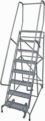 Cotterman - 110" 8 Step Rolling Warehouse Ladder - Rolling Safety Ladder, 450 Lb Capacity, 80" Platform Height, 32" Base Width x 71" Base Depth, Perforated Tread - Makers Industrial Supply