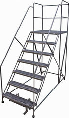 Cotterman - 106" 7 Step Rolling Work Platform - Rolling Work Platform, 800 Lb Capacity, 70" Platform Height, 40" Base Width x 99" Base Depth, Serrated Steel - Makers Industrial Supply