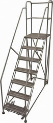 Cotterman - 106" 7 Step Rolling Work Platform - Rolling Work Platform, 800 Lb Capacity, 70" Platform Height, 28" Base Width x 75" Base Depth, Serrated Steel - Makers Industrial Supply