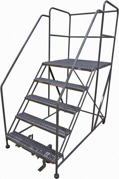 Cotterman - 86" 5 Step Rolling Work Platform - Rolling Work Platform, 800 Lb Capacity, 50" Platform Height, 40" Base Width x 82" Base Depth, Serrated Steel - Makers Industrial Supply