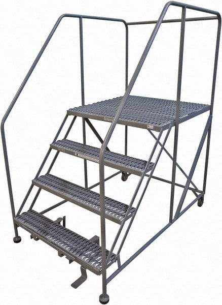 Cotterman - 70" 4 Step Rolling Work Platform - Rolling Work Platform, 800 Lb Capacity, 40" Platform Height, 40" Base Width x 74" Base Depth, Serrated Steel - Makers Industrial Supply