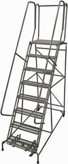 Cotterman - 110" 8 Step Rolling Warehouse Ladder - Rolling Safety Ladder, 450 Lb Capacity, 80" Platform Height, 32" Base Width x 68" Base Depth, Perforated Tread - Makers Industrial Supply