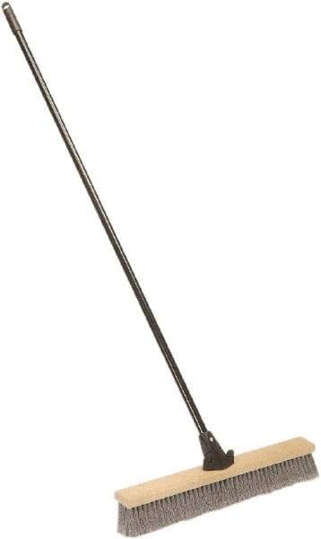 Ability One - 24" Medium Duty Polypropylene Push Broom - Wood Block, Bolt-On Handle Connection - Makers Industrial Supply