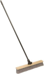 Ability One - 24" Medium Duty Polypropylene Push Broom - Wood Block, Bolt-On Handle Connection - Makers Industrial Supply