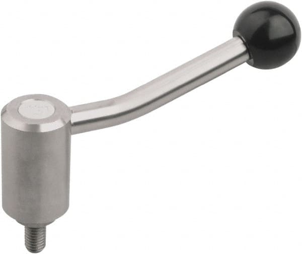 KIPP - M12, Stainless Steel Threaded Stud Adjustable Clamping Handle - 120mm OAL, 68.5mm High - Makers Industrial Supply