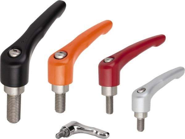 KIPP - 1/4-20, Zinc Threaded Stud Adjustable Clamping Handle - 74.5mm OAL, 45.5mm High - Makers Industrial Supply