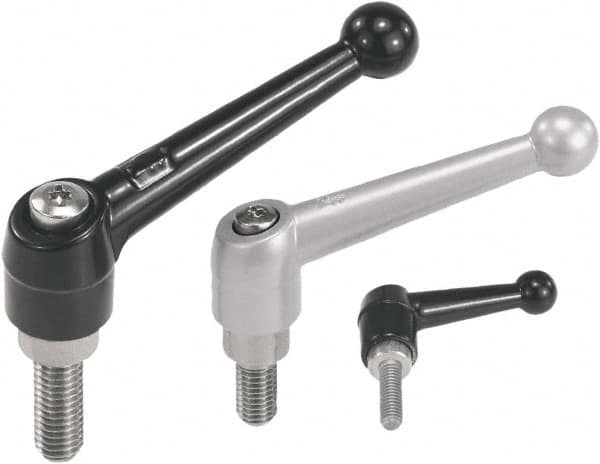 KIPP - 3/8-16, Zinc Threaded Stud Adjustable Clamping Handle - 90mm OAL, 61.5mm High - Makers Industrial Supply