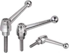 KIPP - M12, Steel Threaded Stud Adjustable Clamping Handle - 0.7874" Thread Length, Silver Handle with Threaded Stud - Makers Industrial Supply