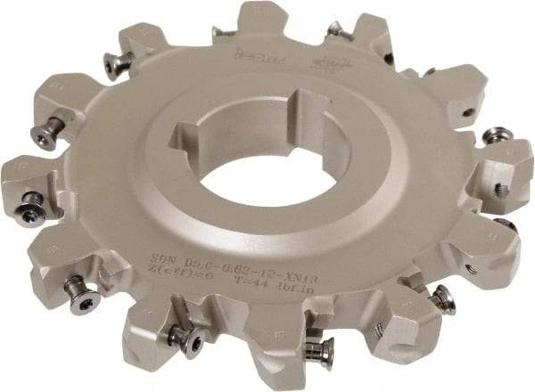 Iscar - Arbor Hole Connection, 0.62" Cutting Width, 1.3" Depth of Cut, 5" Cutter Diam, 1-1/2" Hole Diam, 6 Tooth Indexable Slotting Cutter - SDN-XN13 Toolholder, XNMU 13 Insert, Neutral Cutting Direction - Makers Industrial Supply