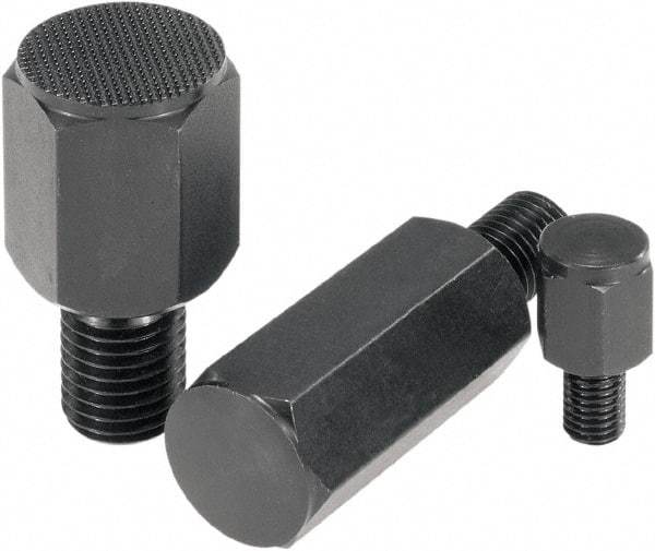 KIPP - 1.0236" OAL, 0.3937" Head Height, 0.6693" OD, Tempered Steel, Threaded Rest Button - Black Oxide Coating, M10 Thread - Makers Industrial Supply