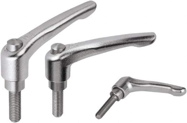 KIPP - M6, Stainless Steel Threaded Stud Adjustable Clamping Handle - 74.5mm OAL, 45.5mm High - Makers Industrial Supply