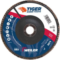 7″ Saber Tooth Ceramic Abrasive Flap Disc, Angled, Phenolic Backing, 36C, 7/8″ Arbor Hole - Makers Industrial Supply