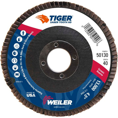 ‎4-1/2 Saber Tooth High Density Ceramic Abrasive, 40C, 7/8″ Arbor Hole - Makers Industrial Supply