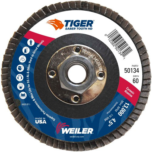 ‎4-1/2 Saber Tooth High Density Ceramic Abrasive, 60C, 5/8″-11 UNC Nut - Makers Industrial Supply