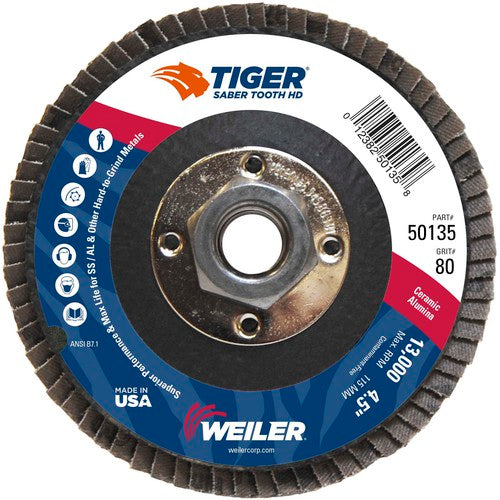 ‎4-1/2 Saber Tooth High Density Ceramic Abrasive, 80C, 5/8″-11 UNC Nut - Makers Industrial Supply