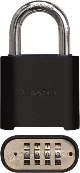 Master Lock - 2" Body Width x 3" Body Height, 1" Shackle Clearance, Powder Coating Combination Lock - 5/16" Shackle Diam, 1" Shackle Width, Set Your Own 4 Digit Combination - Makers Industrial Supply