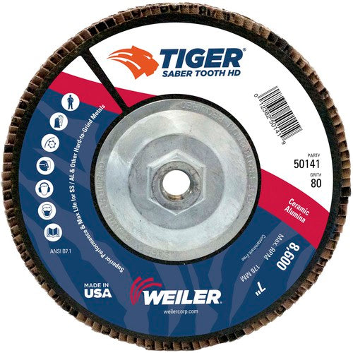 7″ Saber Tooth High Density Ceramic Abrasive, 80C, 5/8″-11 UNC Nut - Makers Industrial Supply